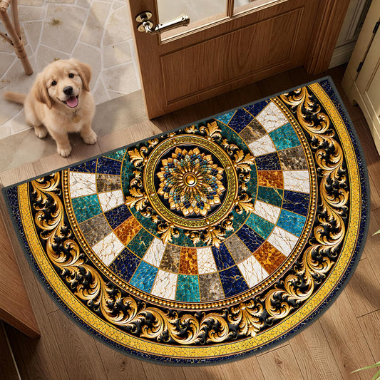 Luxury Baroque Semicircle Area Rug 24"x36" (65 / 2' x 3' (Semicircular))