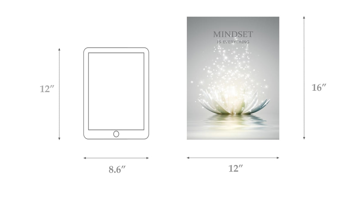 Lotus Flower Wall Art Canvas Mindset Motivational Quotes Poster for Zen Office Wall Decor Spiritual Meditation Prints Artwork Framed (12"L x 16"W / mindset lotus 01)
