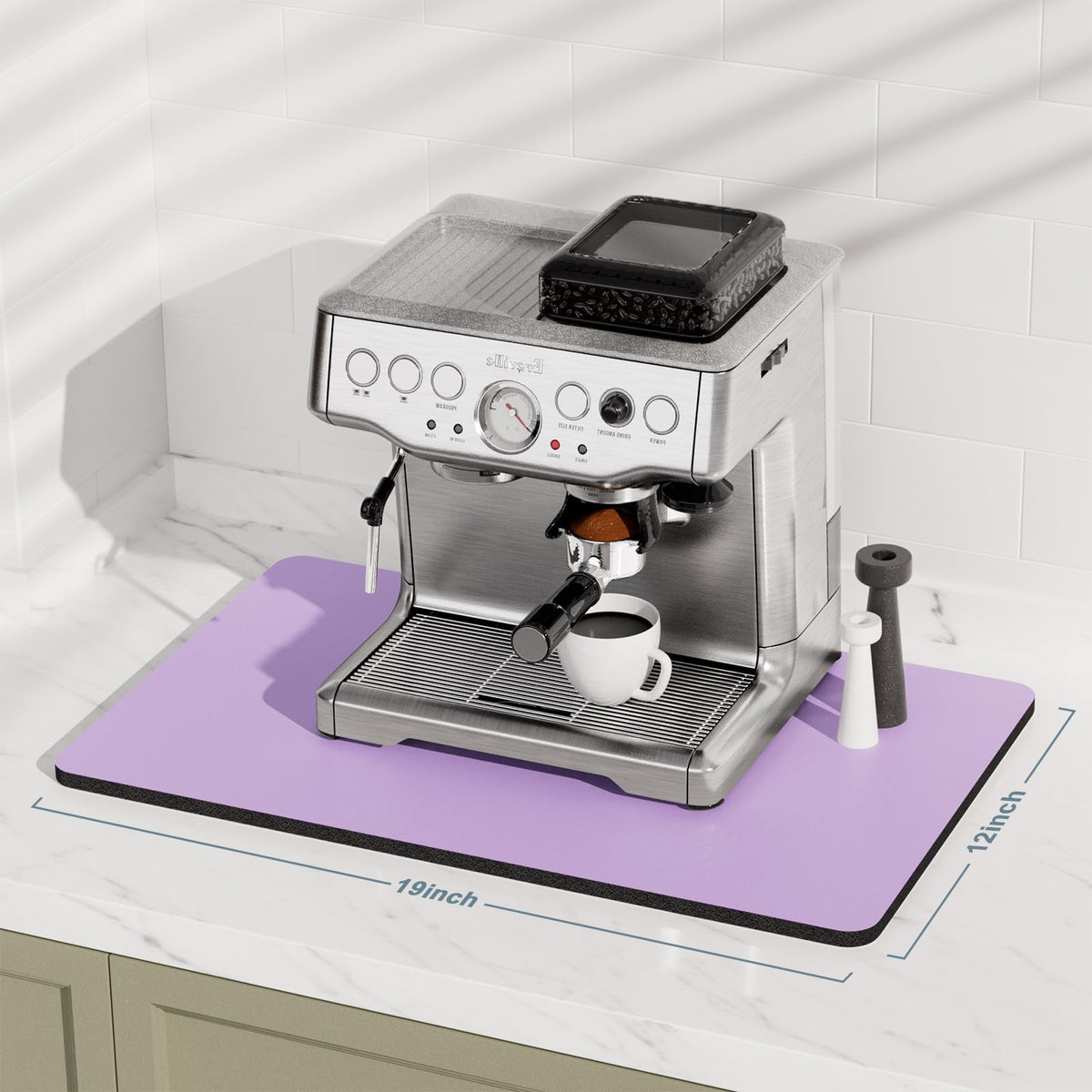 Coffee Mat 12" x 19" Coffee Bar Mats for Espresso Machine Station Accessories and Organizer (A-Vanilla Purple / 12" x 19")