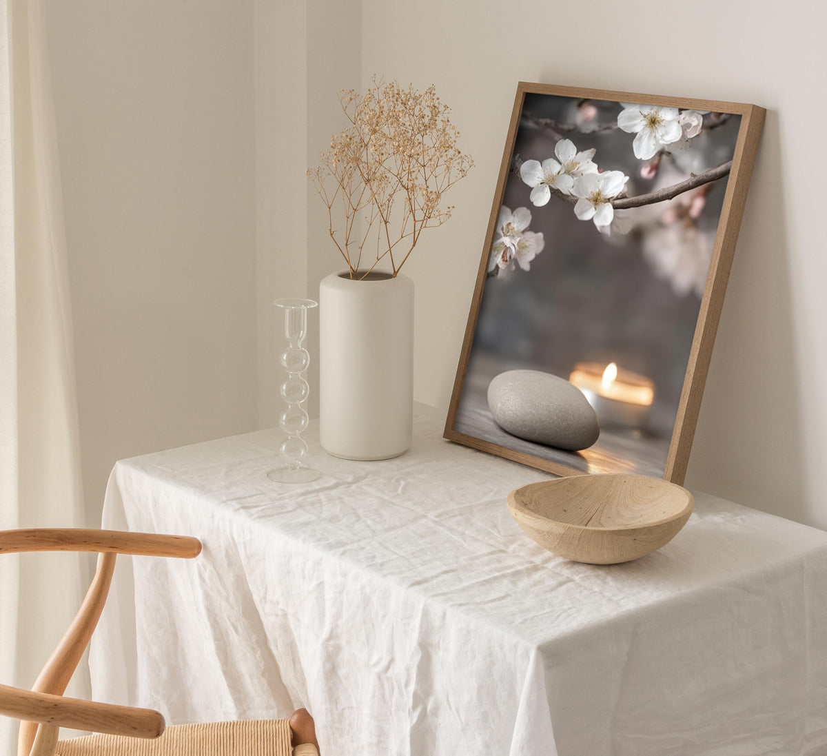 3 Piece Zen Canvas Wall Art Stacked Stones Cherry Blossom Candle Spa Wall Decor Calming Minimalist Neutral Poster Print Art for Bathroom Bedroom Yoga Room Office Living Room 12x16in Unframed (Poster / 16L''x12W'')