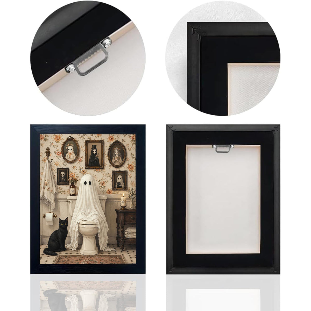 Ghost Bathroom Decor Wall Art (Framed Bathroom Art 924 / 10"L x 8"W)