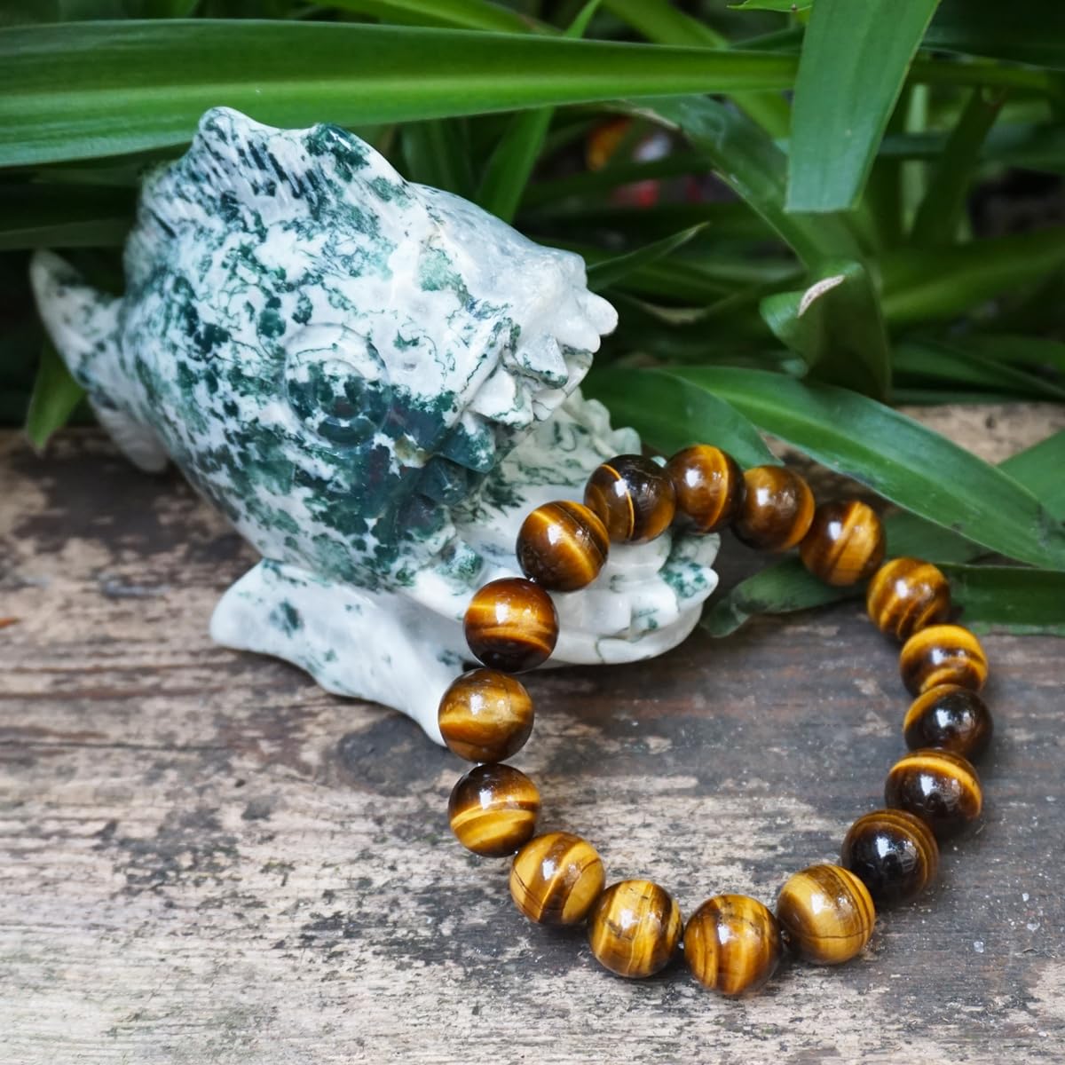Tigers Eye Mens Bracelet 12MM Golden Brown Cats Eye (12MM Tigers Eye Mens Bracelet)