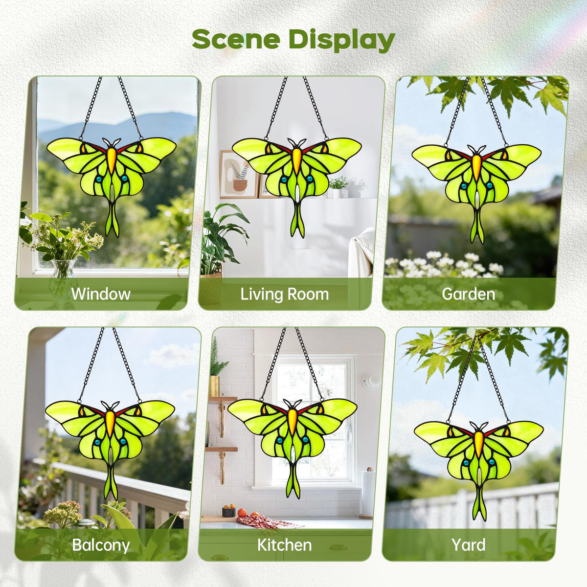 Stained Glass Window Hanging Luna Moth Suncatcher (Green-moth / Medium)