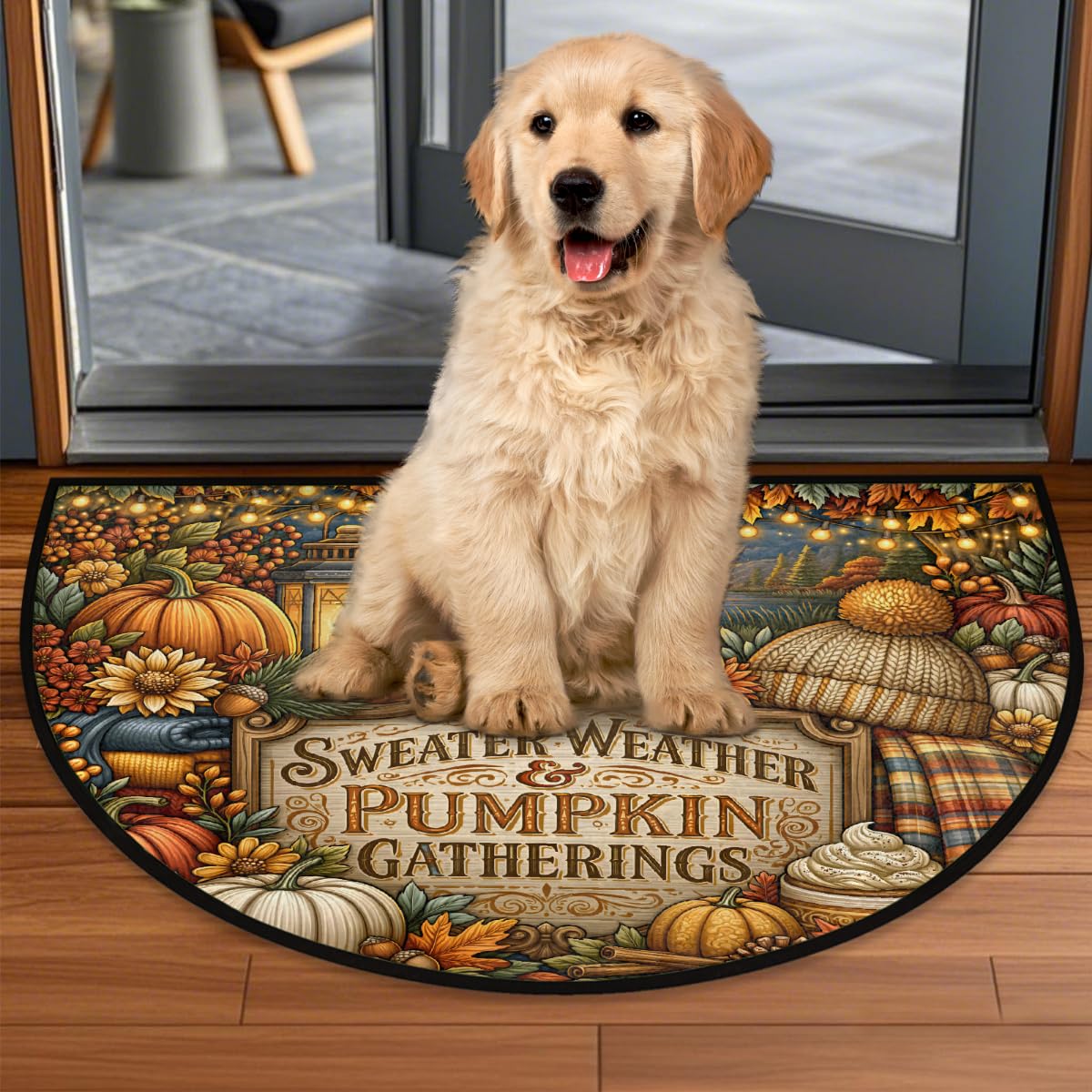 Autumn Half Round Door Mat Semi Circle Rug Half Moon Doormat (B:b-12)