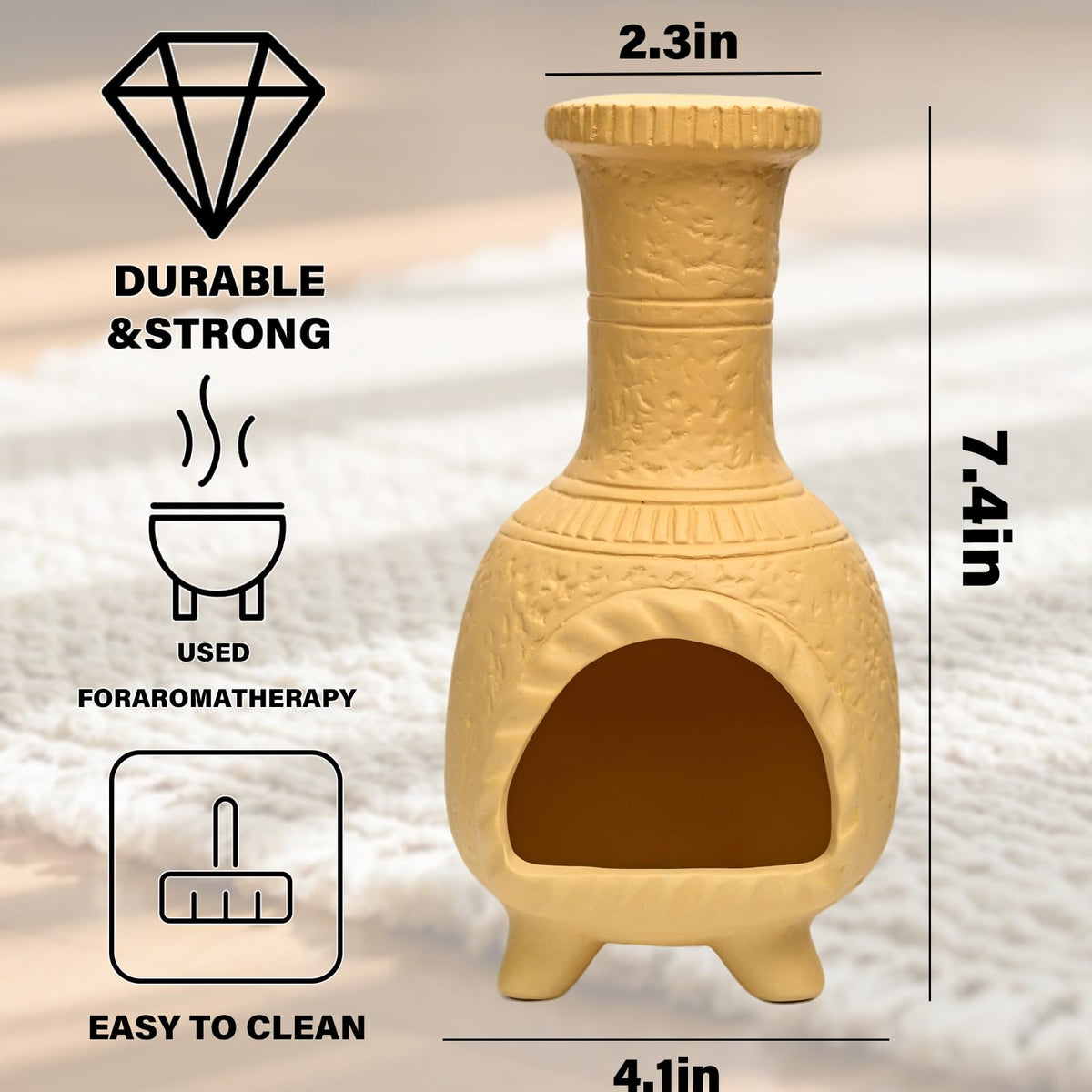 Ceramic Mini Chiminea Palo Santo Burner (Mexican Palo Santo Holde-yellow)