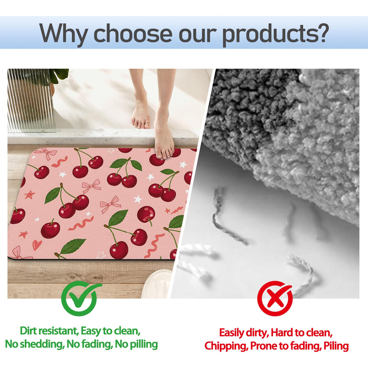 Cute Cherry Bathroom Rug 29.5"x17" (Cute Cherry)