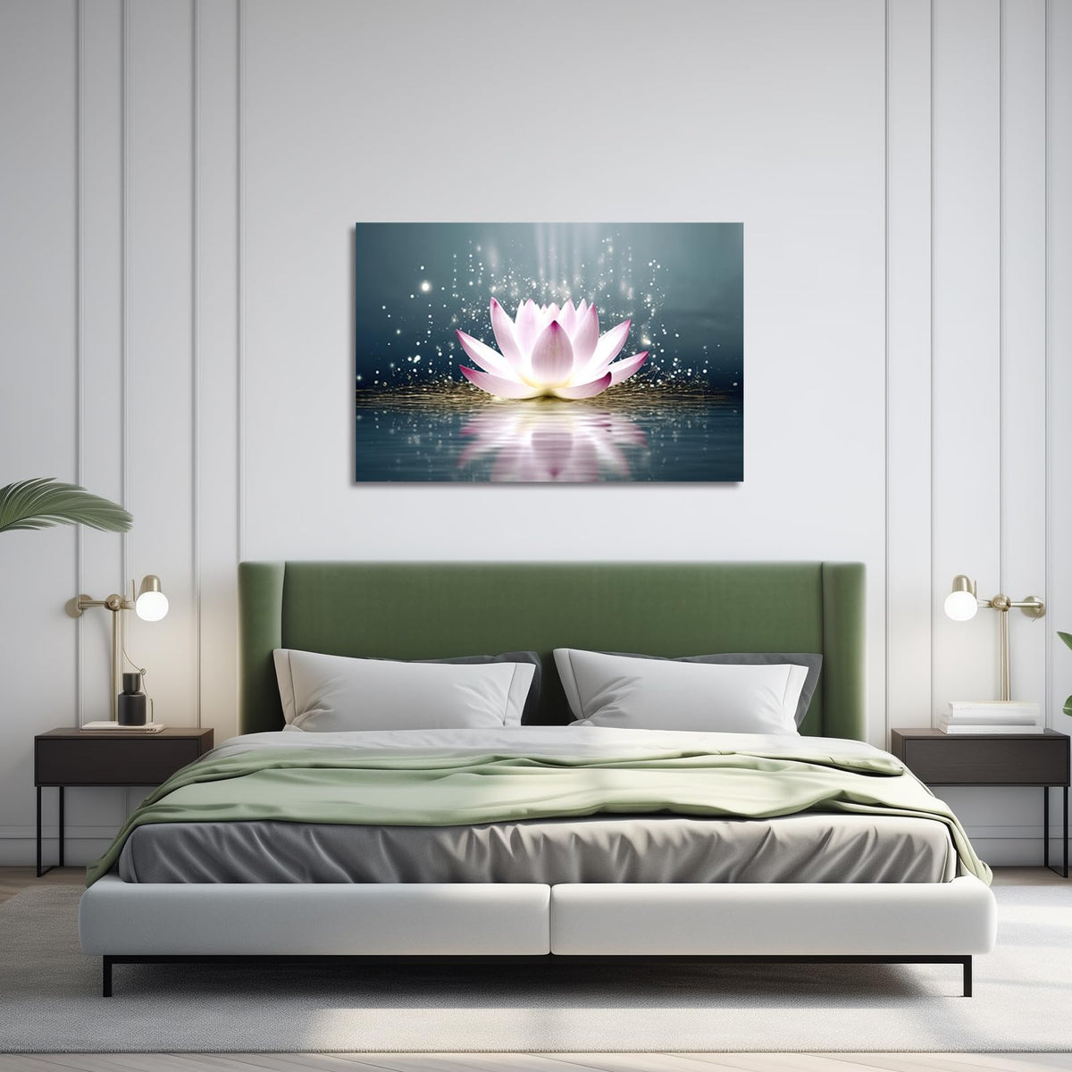 Zen Canvas Wall Art Pink Lotus Flower Bloom in Water Picture Prints for Yoga Spa Meditation Spiritual Room Decor Framed (20"x30" / Zen-4)