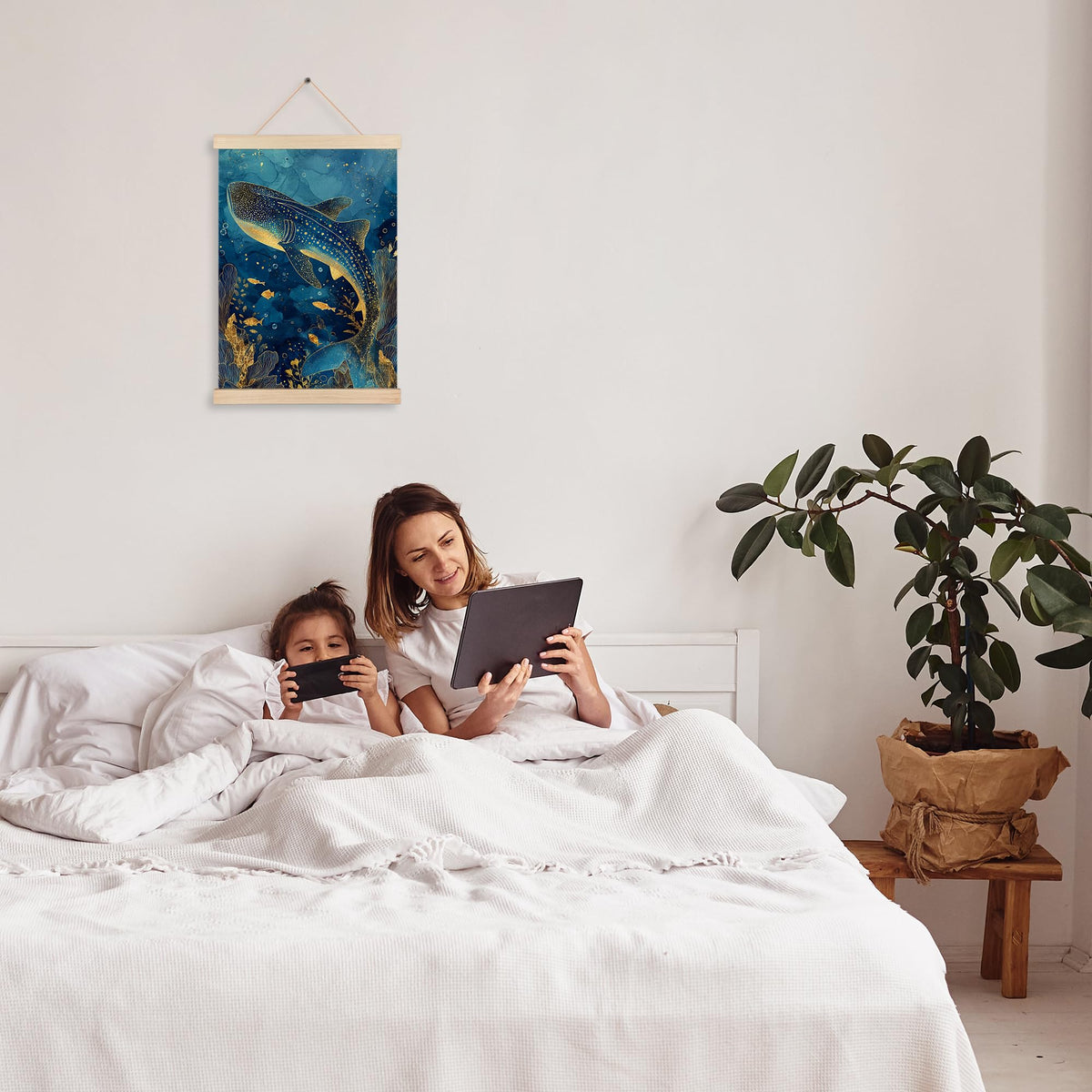 Blue and Gold Whale Shark Wall Art Decor (Blue and Gold Whale Shark Wall Art)