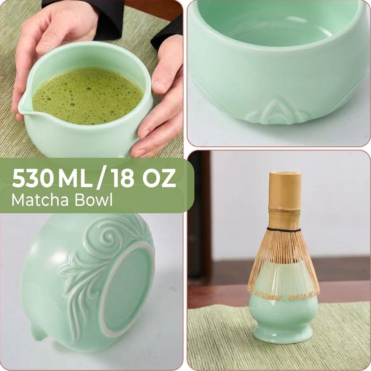 18 OZ Matcha Whisk Set (Green)