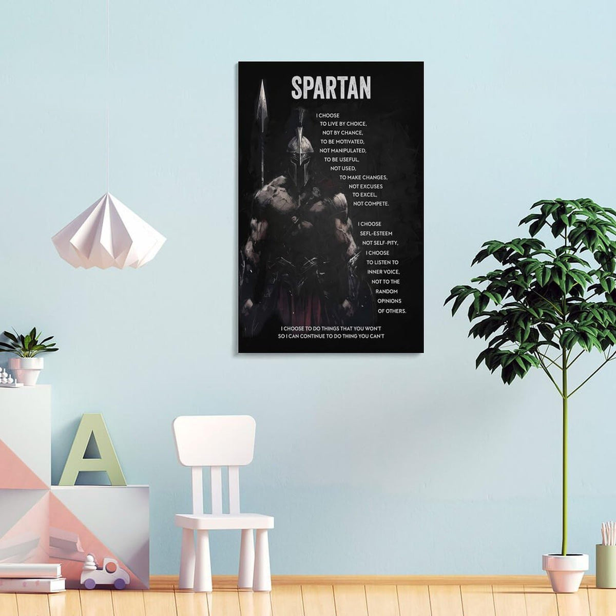 Spartan Quote Motivational Canvas Printing Wall Art Prints Wall Decor Posters Dark Warrior Philosophy Black Modern Living Room Bedroom Office Gym Aesthetic Decor 16x24inch (style-21 / 16x24inch(40x60cm) Frame)