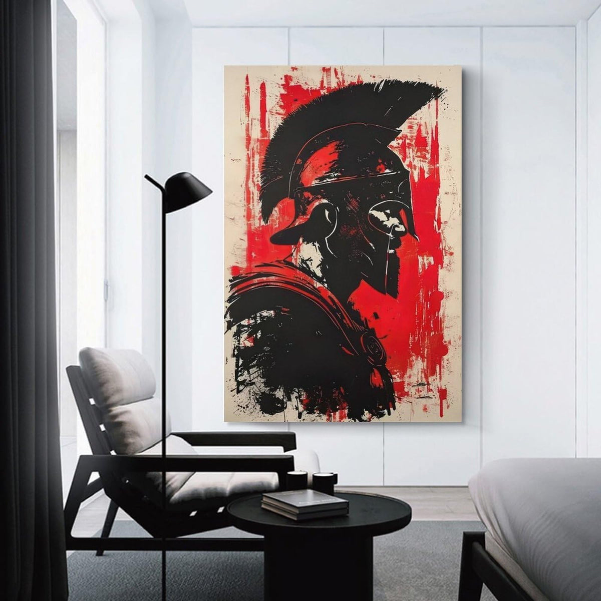 Spartan Warrior Profile Art Canvas Printing Wall Art Prints Wall Decor Posters Red Black Abstract Minimalist Nordic Bohemian Living Room Bedroom Office Gym Decor 24x36inch (style-8 / 24x36inch(60x90cm) Unframe)