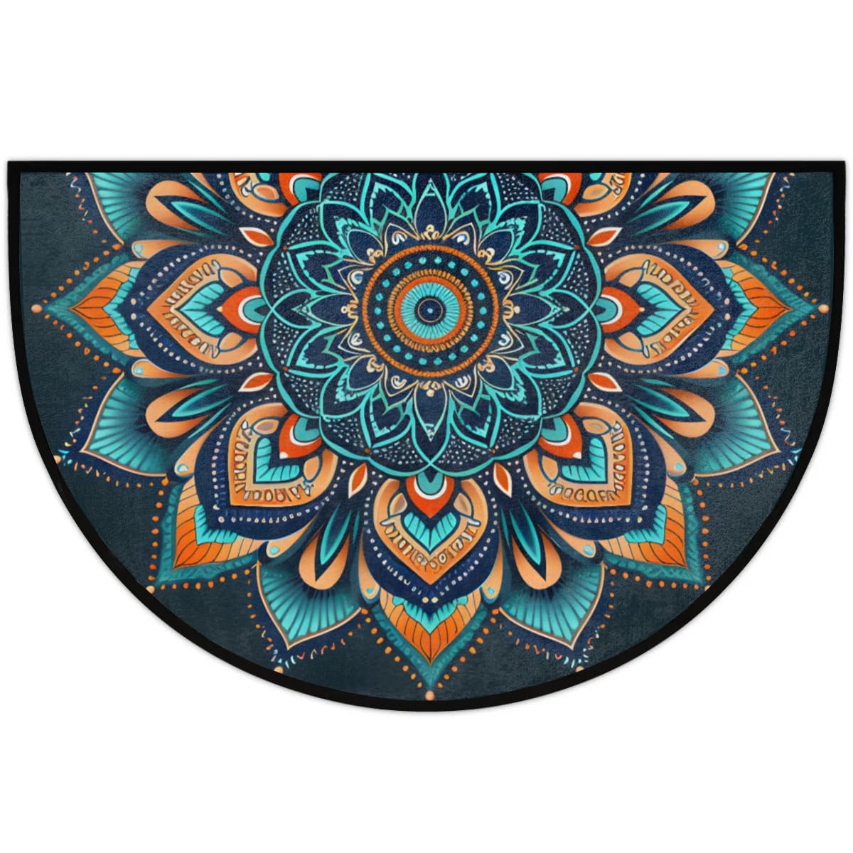 Ethnic Mandala Half Round Door Mat Semi Moon Rug Fireplace Carpet Area Rugs (A:a-10)