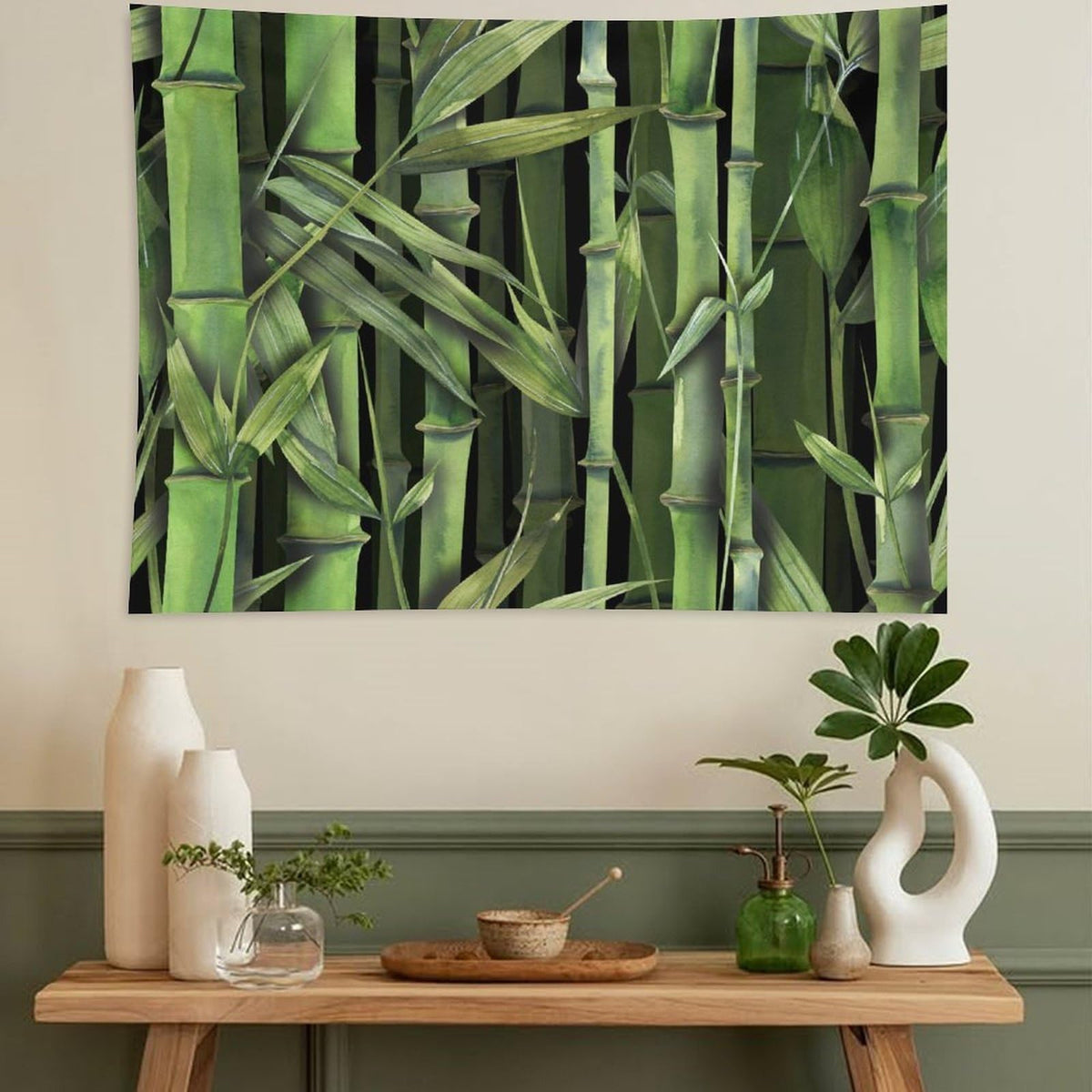 Bamboo Jungle Tapestry Wall Hanging Tropical Nature Tree Bamboo Exotic Landscape Spa Yoga Design Tapestries Home Decor for Living Room Bedroom Apartment Farmhouse Dorm 60"x60" (60"L x 60"W / Bamboo-1)