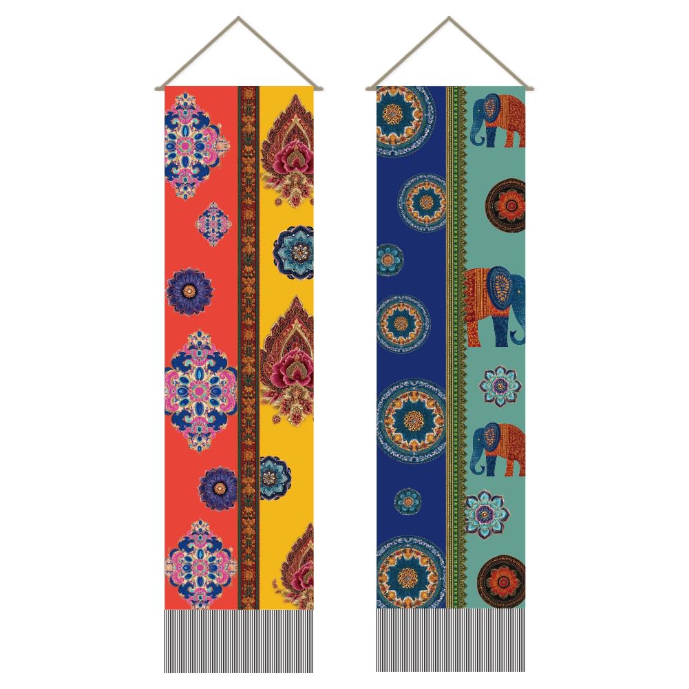 2Pcs Indian Elephant Tapestry (Multicolor-Indian style)