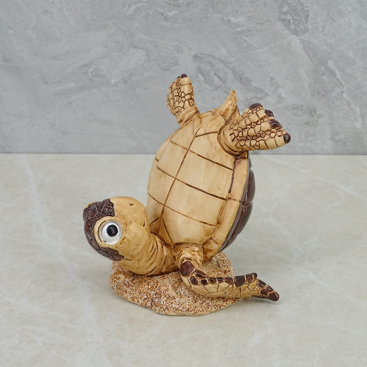 Decorative Resin Baby Sea Turtle Statue. Lovely Blue Sea Turtle Table Decor. Lucky Wealth Feng Shui Seaturtle Figurine (Brown2)