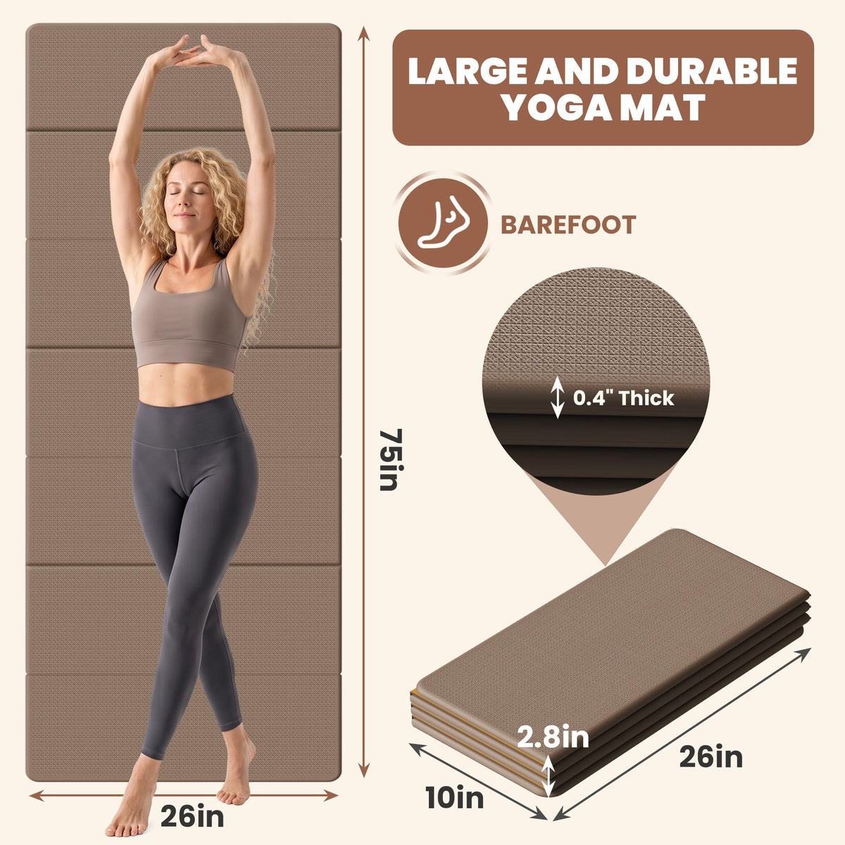 Foldable Yoga Mat (Brown)