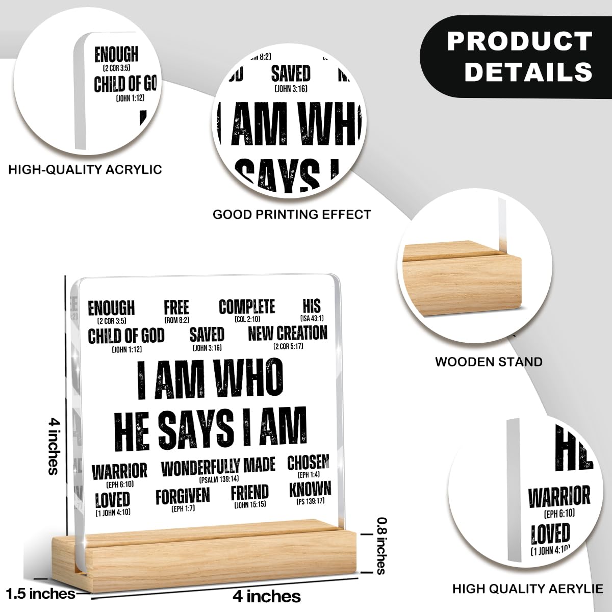Christian Desk Acrylic Decor (I Am Who He Says I Am)
