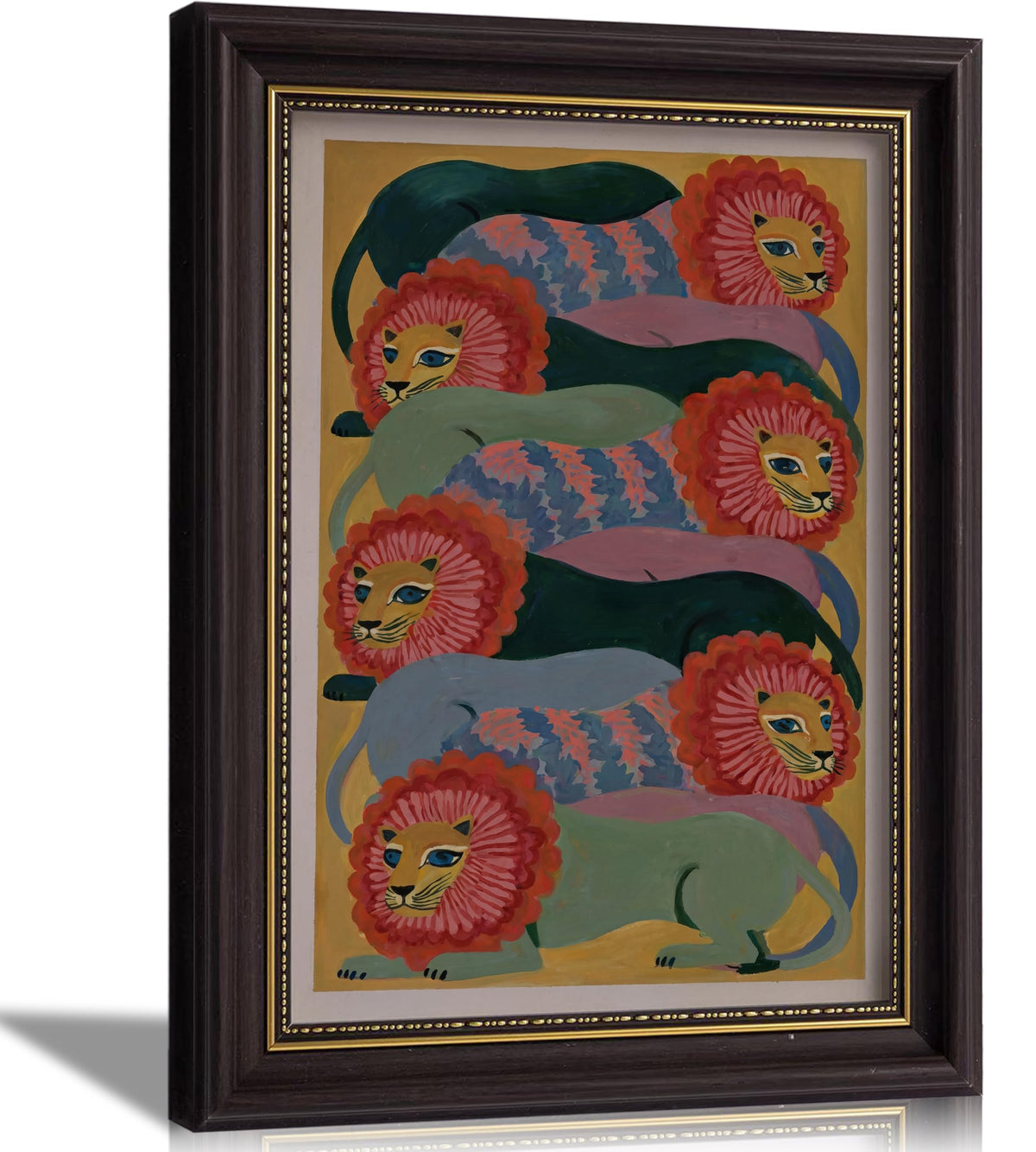 Vintage Brown Framed Lion Wall Art (Lion / 16"L x 12"W)