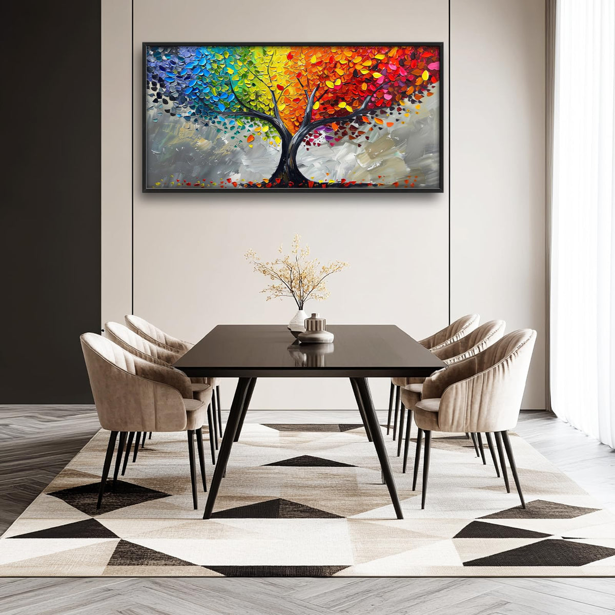 Tree of Life Large Wall Art Colorful Tree Framed Wall Decor for Living Room Modern Abstract Canvas Pictures Painting Bedroom Dining Room Office 30"x60" (Colorful Tree of Life / 60"L x 30"W)