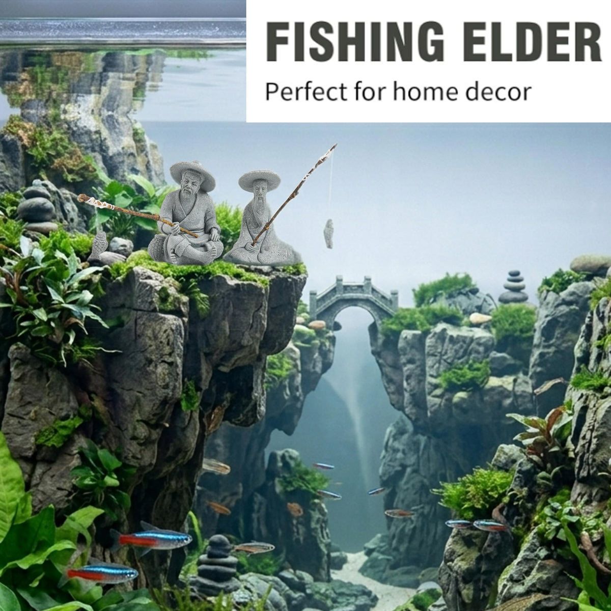 2 Pack Mini Fisherman Statue (2 Pcs Fisherman)