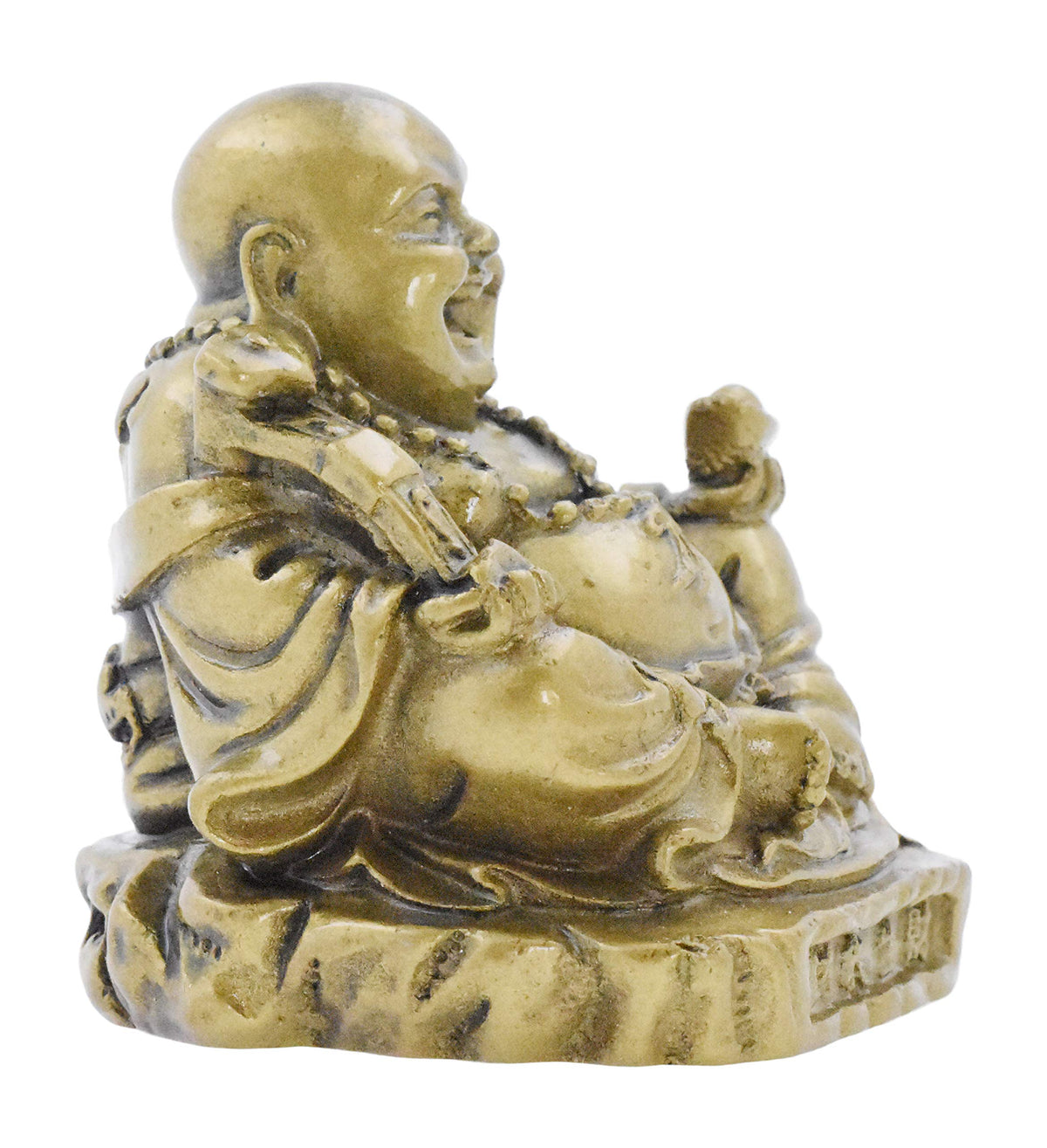 Laughing Happy Small Buddha Statue Figurine for Lucky Home Décor Gift Gold Color (Gold)