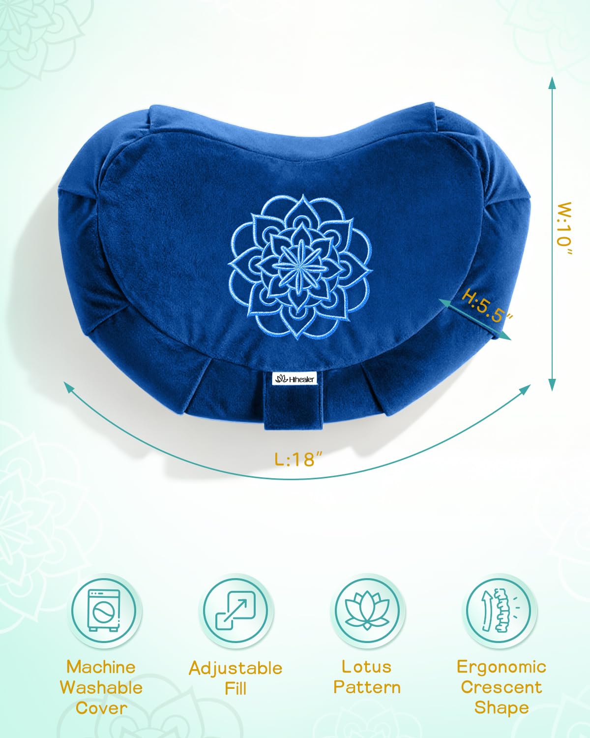 Premium Crescent Meditation Cushion (Blue)