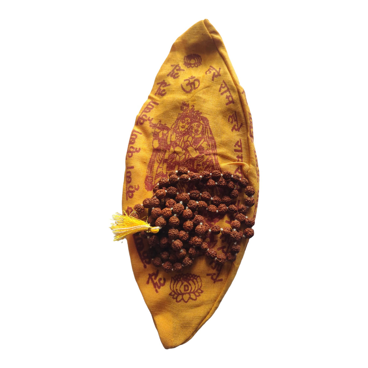 Rudraksha Mala with Gomukhi japa Bag 108 Beads Hare Krishna Mala Puja samagri (Rudraksha Mala 9 MM)
