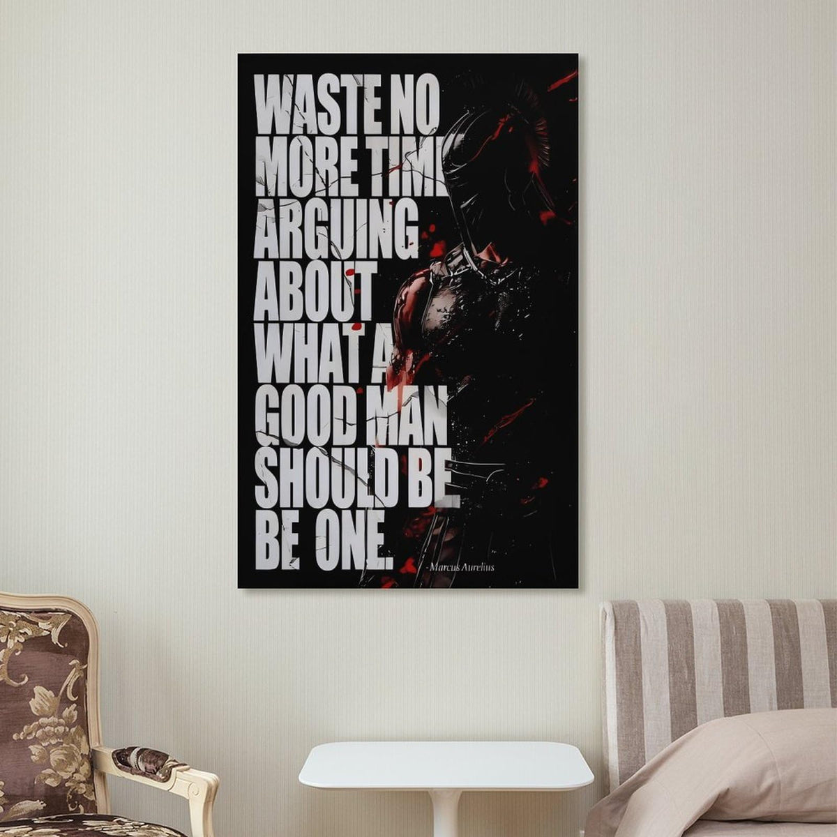 Spartan Marcus Aurelius Quote Canvas Printing Wall Art Prints Wall Decor Posters Red Black Stoic Warrior Motivational Living Room Bedroom Office Gym Philosophy Aesthetic 08x12inch (style-22 / 08x12inch(20x30cm) Unframe)
