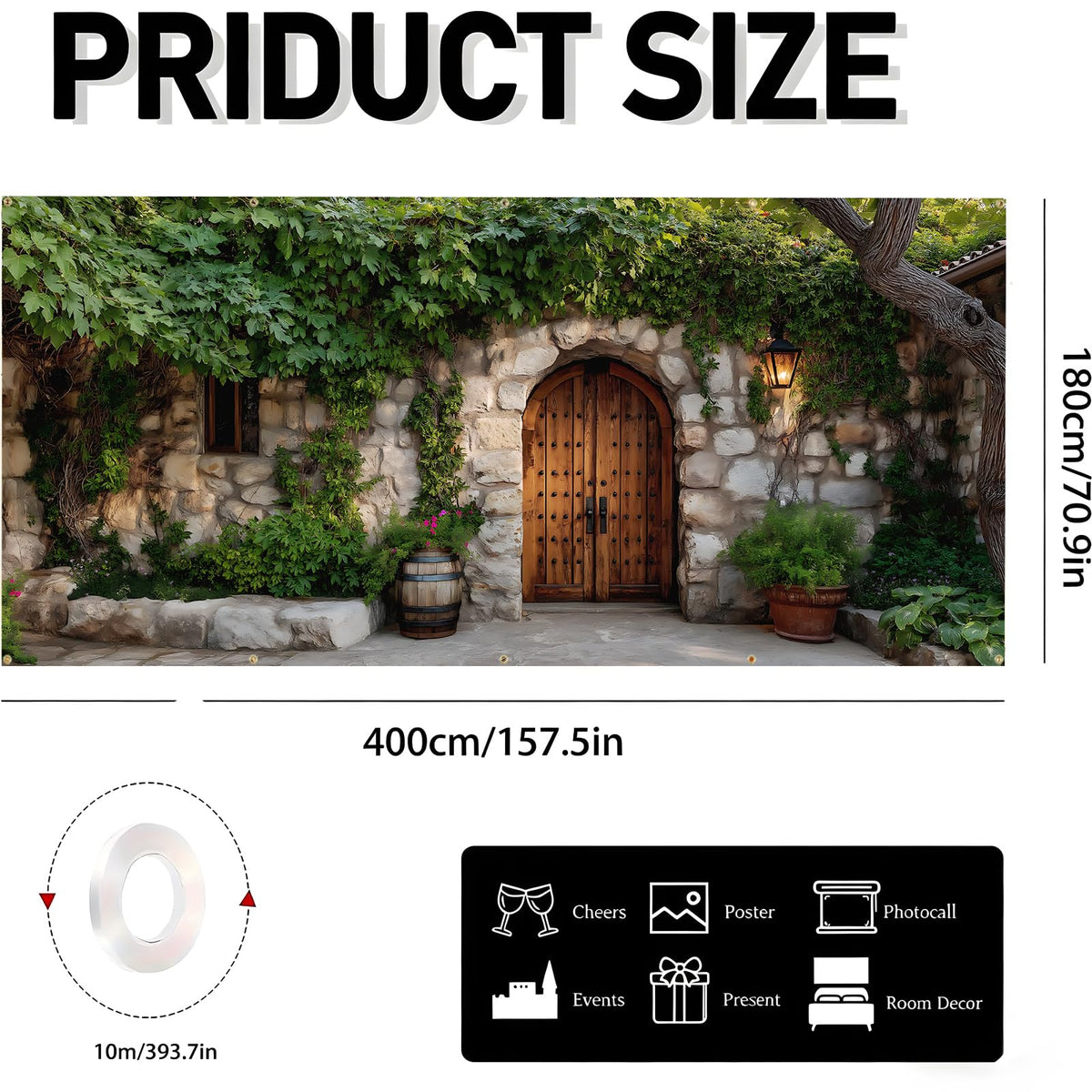 Garage Door Banner Cover (Garden stone wall)