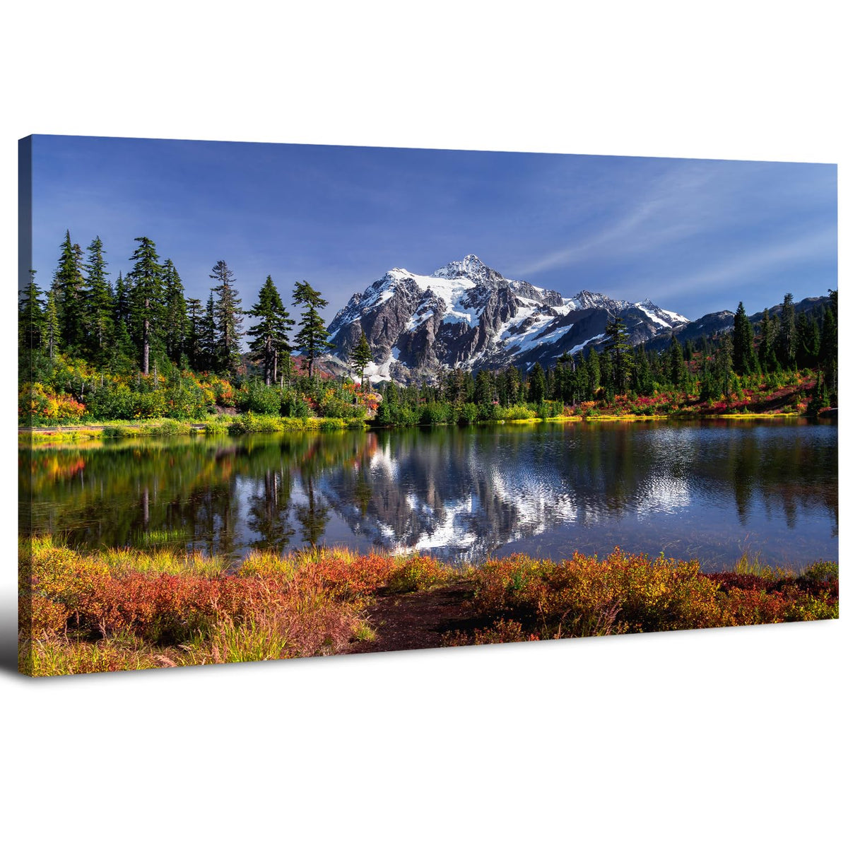 Mountain Forest Canvas Wall Art for Living Room Grand Teton Landscape Wall Decor Bedroom Natural Picture National Park Lake Trees Reflection Canvas Prints Artwork Kitchen Office Home Decoration 30x60" (57.8"L x 30"W / Grand Teton)