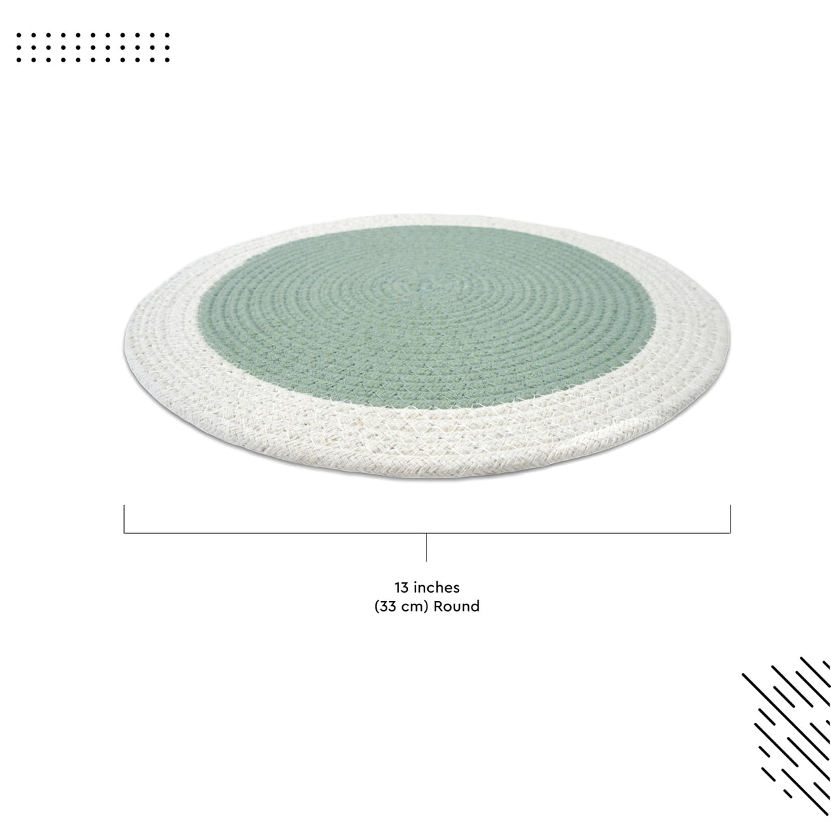 Placemats Round Cotton Dining Table Mats 13" (Sage & Off White / 13" (Set of 6))
