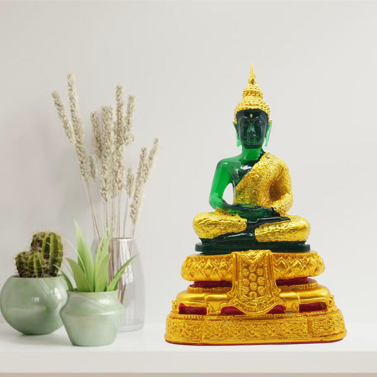 Emerald Buddha Statue Meditation 7" H. Jade Buddha Thai Buddha Statue for Home Decor Buddha Figurines (Asian)
