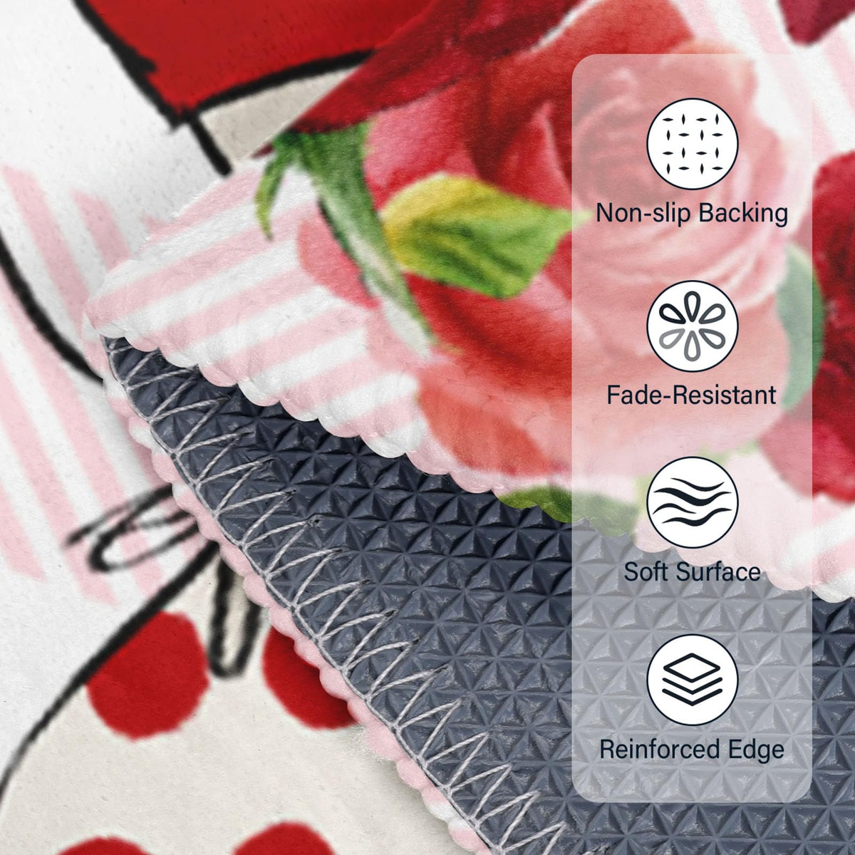 Valentines Day Round Area Rug 4ft (Love-valentines / 4' (Round))
