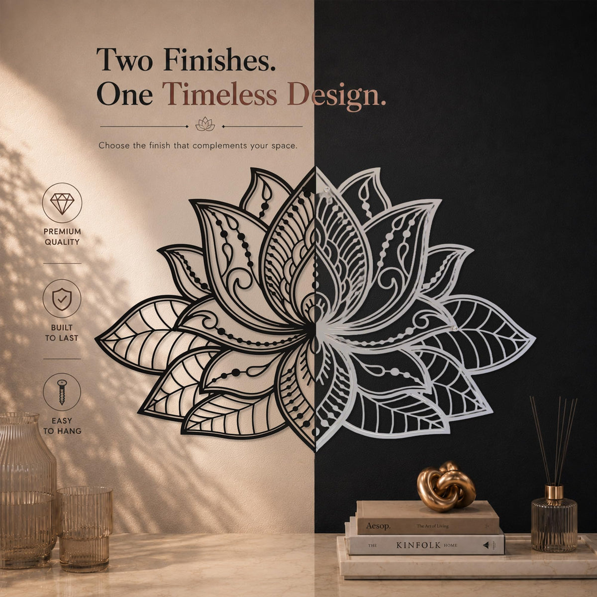 Mandala Metal Wall Decor (26.3" x 17" / Black)
