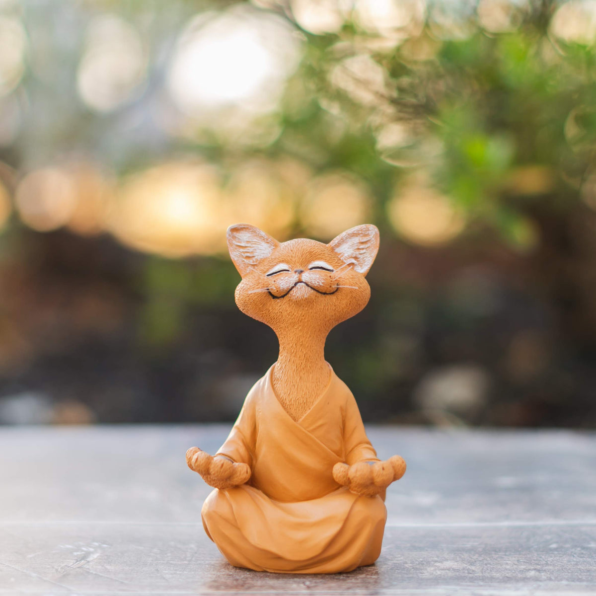 Meditating Happy Cat Statue (Orange)