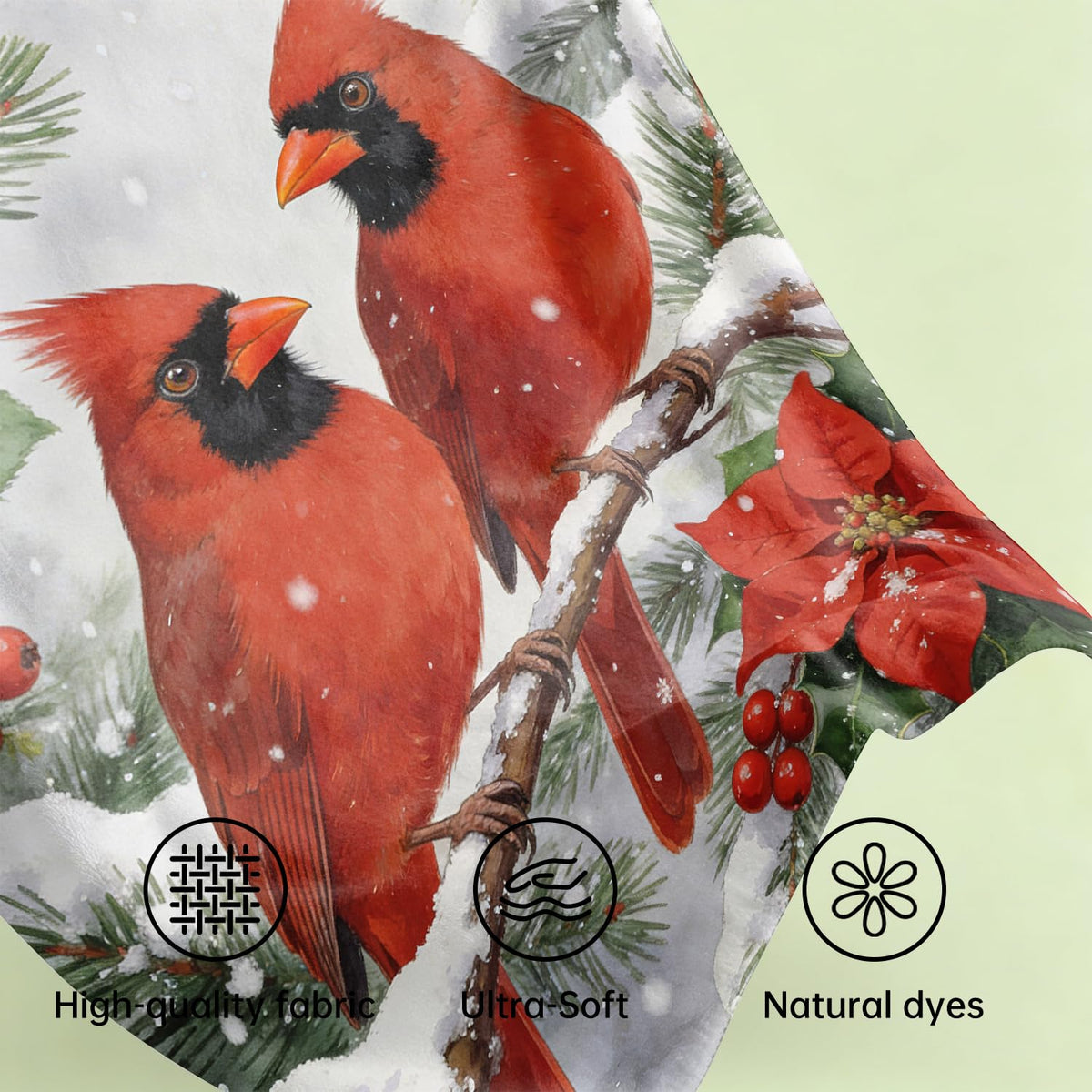 Cardinal Throw Blanket Vintage Christian Red Birds Cozy Flannel 60"X80" (Cardinals / 60"X80")