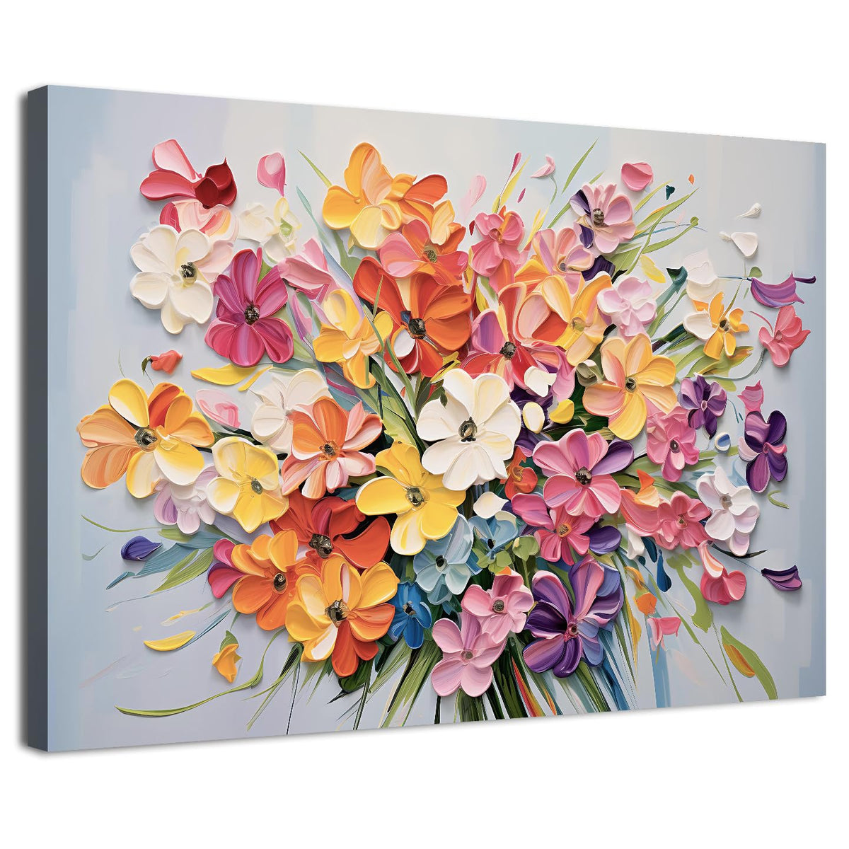 Colorful Wildflower Wall Art Watercolor Daisy and Poppy Floral Canvas Prints Large Botanical Flower Wall Decor for Living Room Bedroom Bathroom (48"L x 32"W / Flower-1)