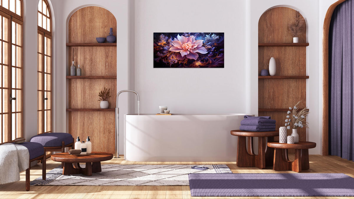 1 Panel Purple Flower Pictures Purple Paintings Abstract Flower Pictures Wall Decor Abstract Flowers Print on Canvas Plum Color Wall Art for Home Decor Stretched and Framed 20x40 inch (40"L x 20"W / Purple Flower 7)