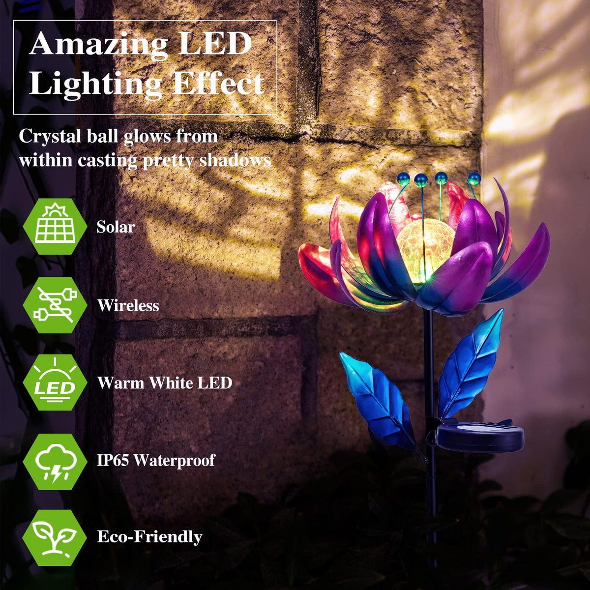 Outdoor Garden Decor Solar Spinners Lights (Purple-standard)
