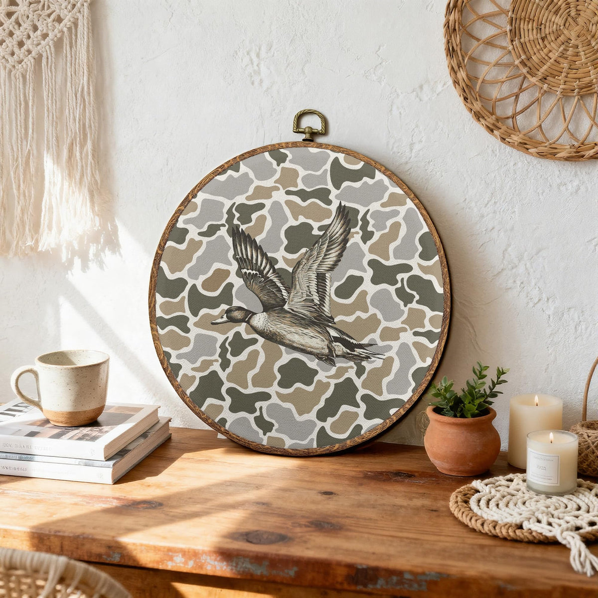 Camo Mallard Duck Hunting Round Wall Art (23Child)