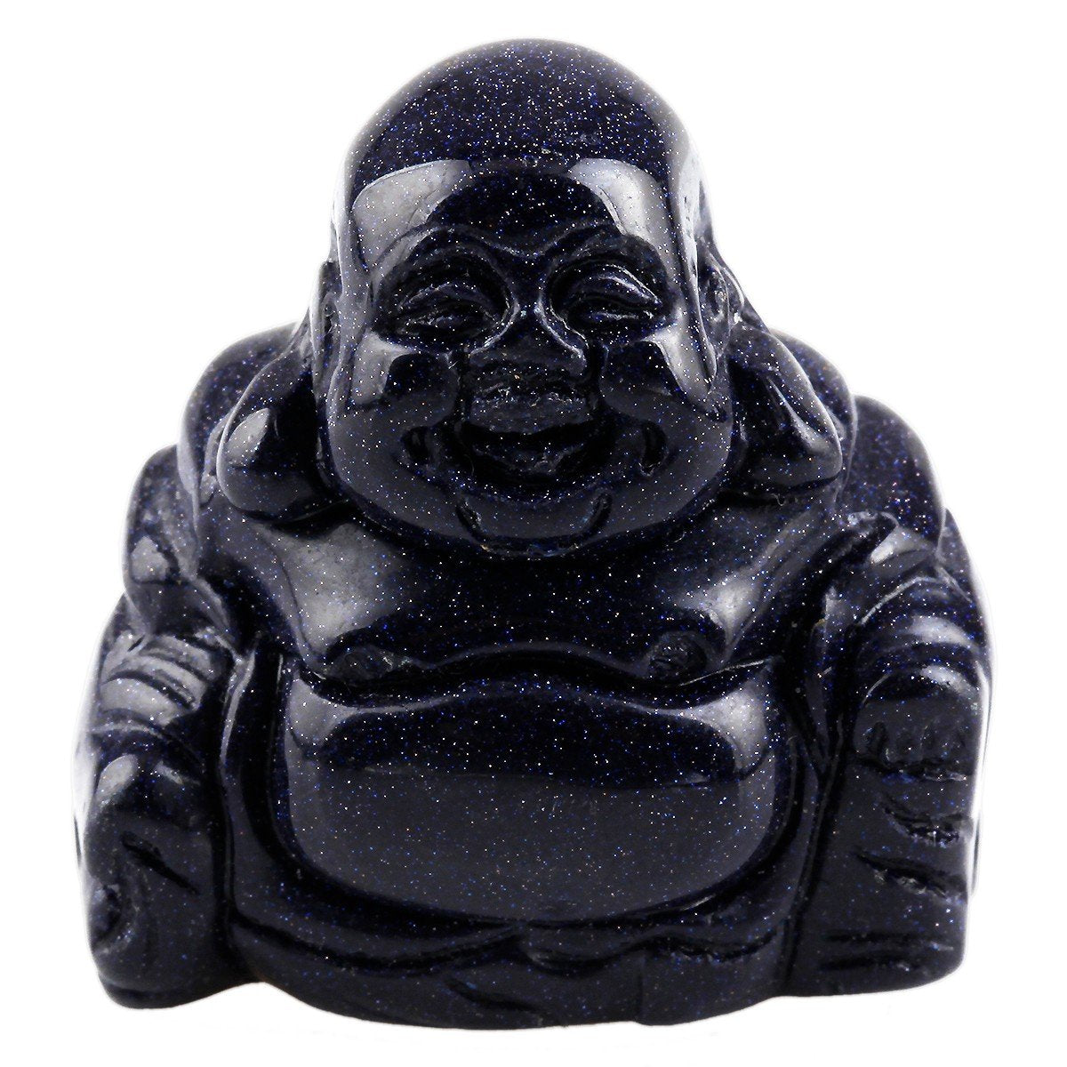 1.5" Blue Sand Stone Laughing Happy Buddha Feng Shui Figurine (1.5" / 4.blue Sand Stone)