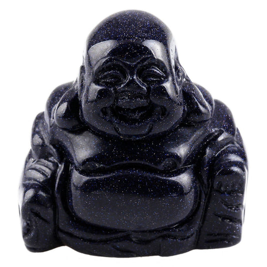 1.5" Blue Sand Stone Laughing Happy Buddha Feng Shui Figurine (1.5" / 4.blue Sand Stone)