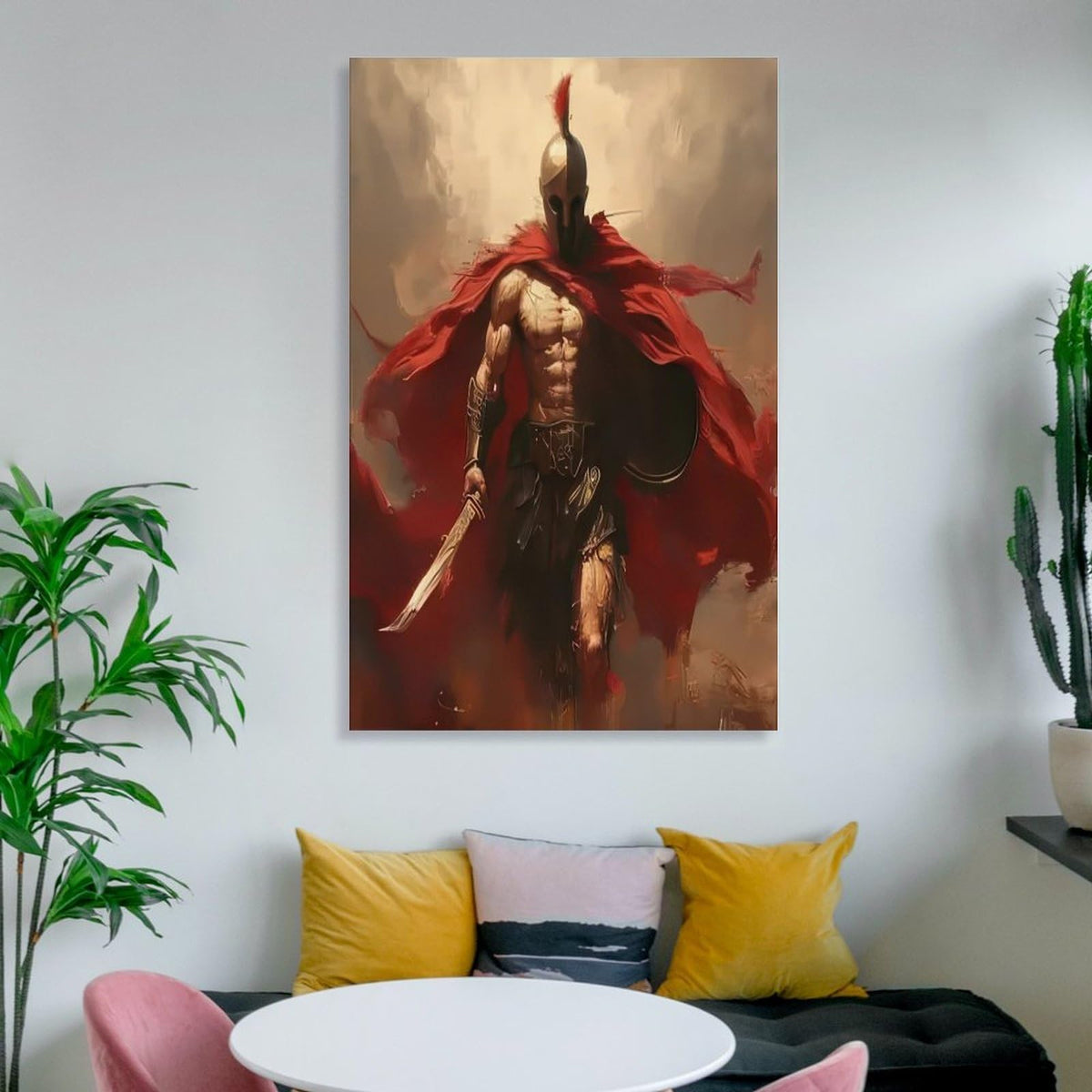 Spartan Warrior Motivational Battle Scene Poster Canvas Printing Wall Art Prints Wall Decor Posters Red Cape Ancient Greek Hero Dark Dramatic Living Room Bedroom Office Decor 24x36inch (style-12 / 24x36inch(60x90cm) Unframe)