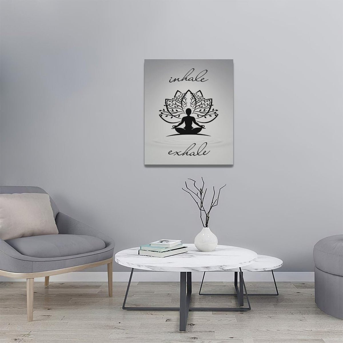Inhale Exhale Wall Art Yoga Zen Meditation Pictures Decor Canvas Painting Print Modern Artwork Decorations Framed for Bathroom Living Room Bedroom 20 x 24 inch (24L" x 20W" / Inhale)