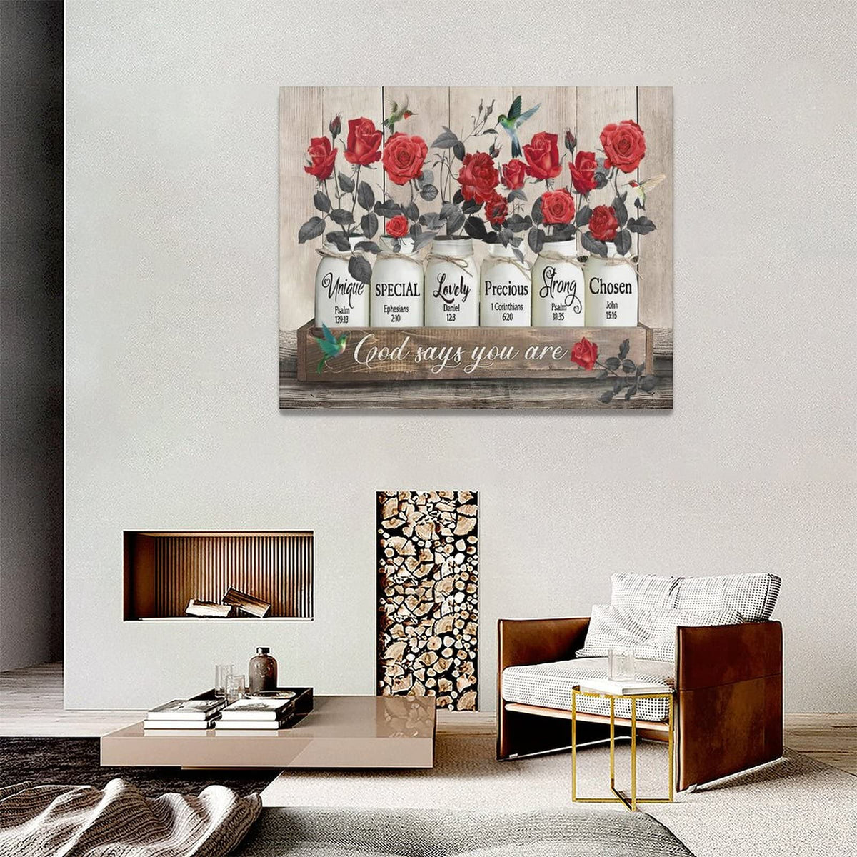 Red Rose Wall Art Farmhouse Rose Pictures Wall Decor Rustic Flower Canvas Painting Prints God Says You are Modern Artwork Home Decoration for Bathroom Bedroom Living Room 20"x16" (Rose / 20"L x 16"W)