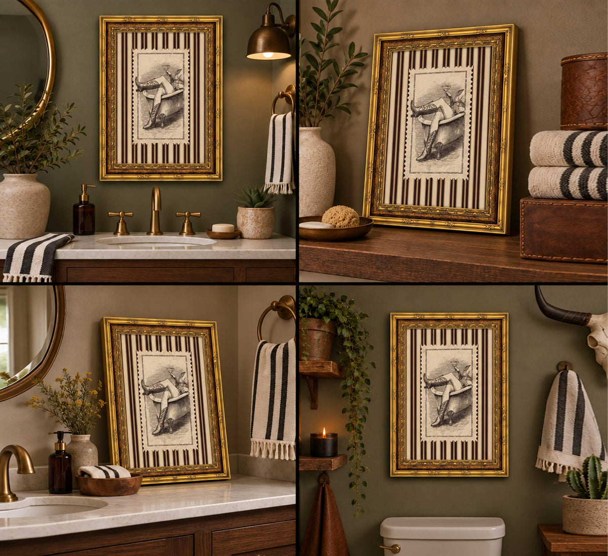 Vintage Gold Framed (Cowgirl / 11"L x 9"W)