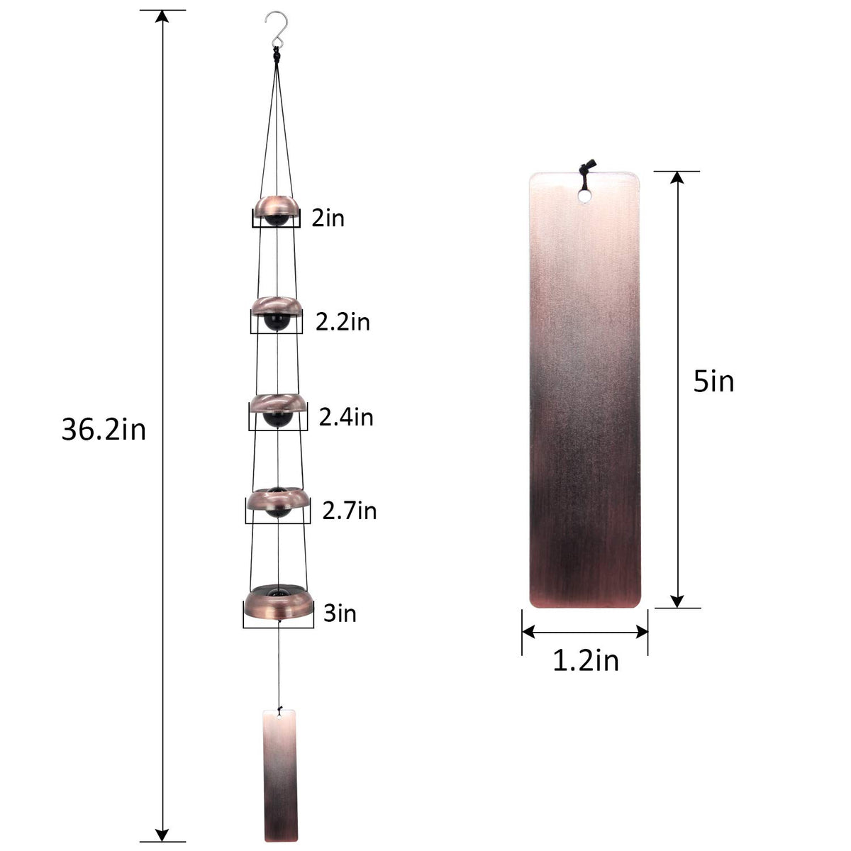 Copper Wind Chimes (5 Copper Bell)