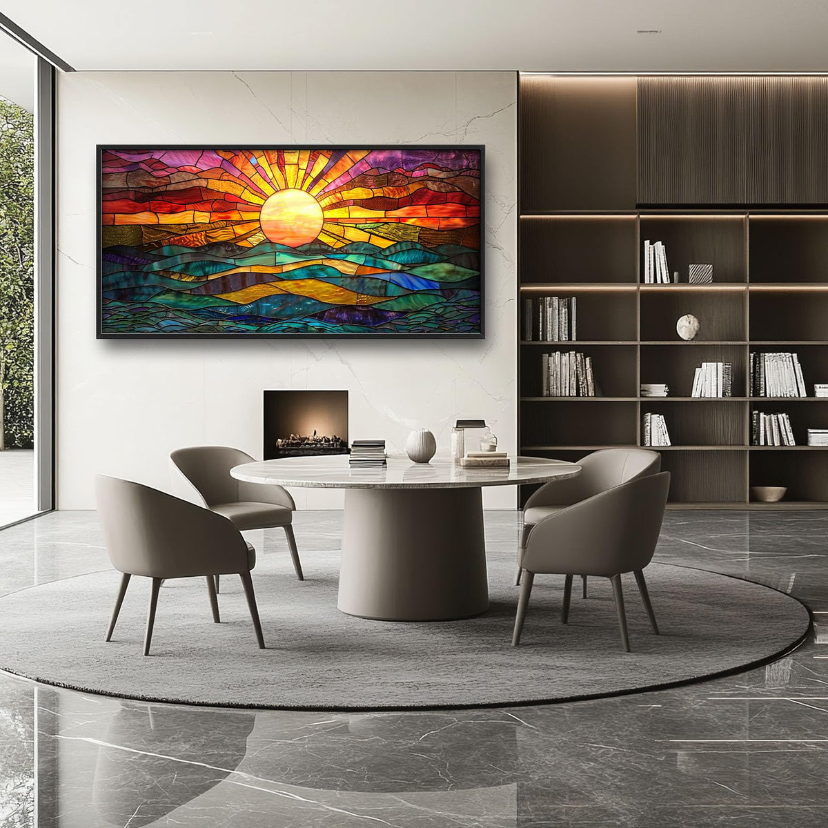 Boho Sun Large Wall Art Colorful Pictures Abstract Geometric Sun Sunset Sea Wall Decor Modern Canvas Print Painting Artwork for Bathroom Living Room Bedroom 60L x 30W (Boho Colorful Sun / 60"L x 30"W)