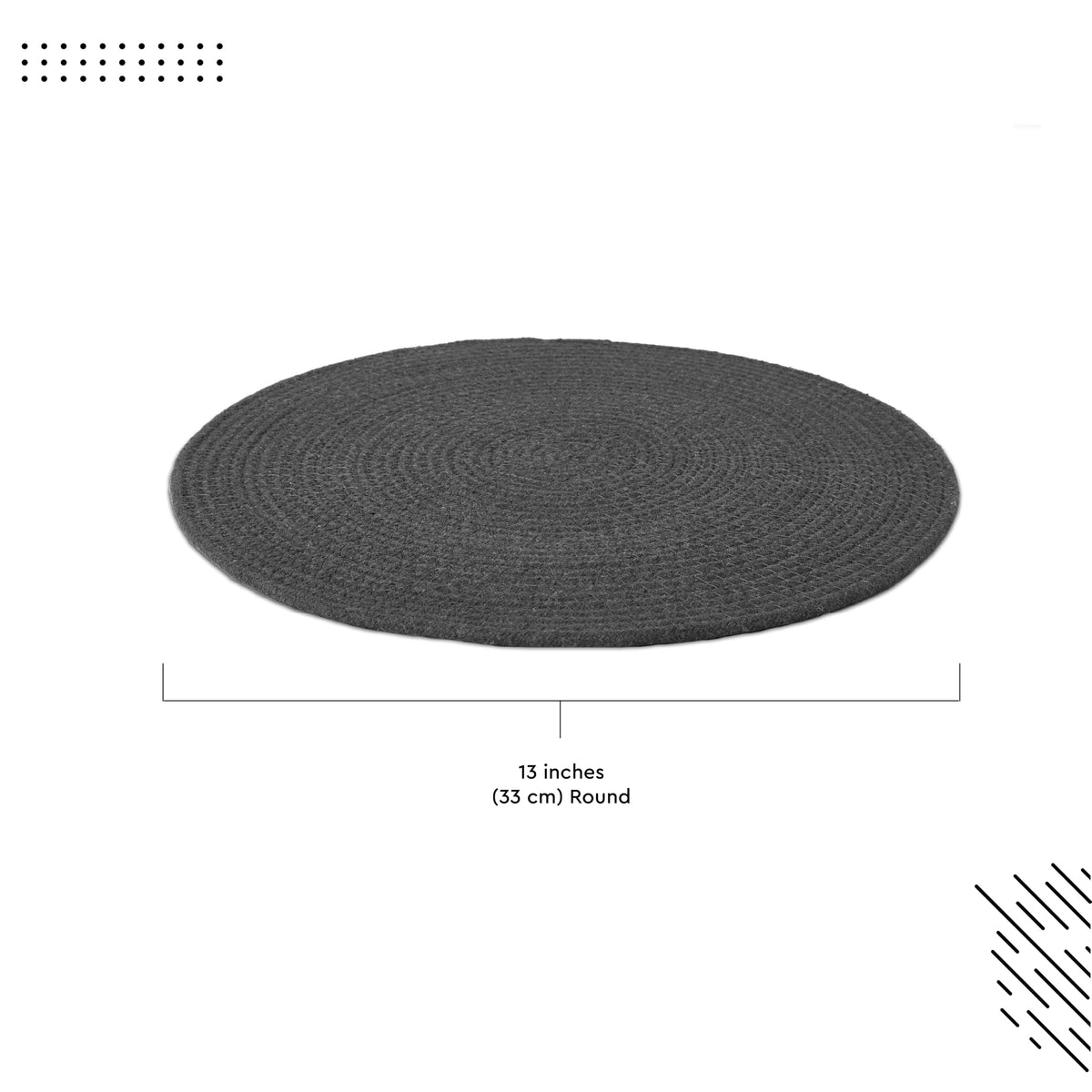 Placemats Round Cotton Dining Table Mats 13" (Dark Grey / 13" (Set of 6))