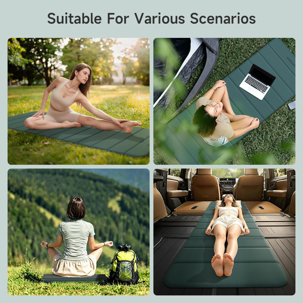 12F Foldable Yoga Mat 192 * 67 * 1 (Dark green+Dark grey)